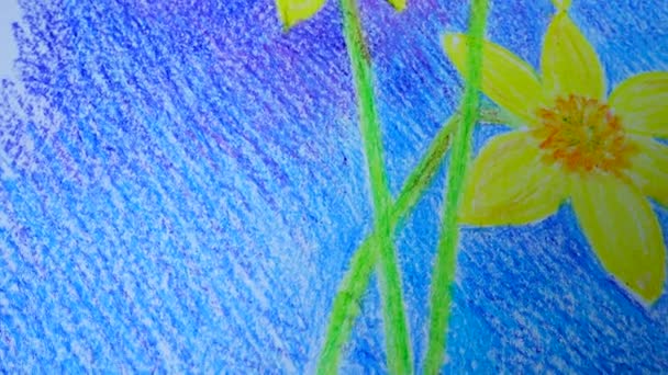 Рисую Цветок Съемка Рисунка — стоковое видео
