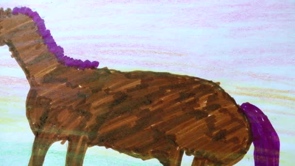 Kinder Zeichnen Ein Pferd — Stockvideo