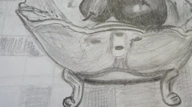 Elma ve armut dolu vazo, durgun bir hayat..