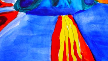 Gökyüzündeki bir kuşun çizimi.