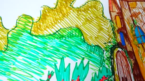 Dessin d'un château magique, reine et dragon .