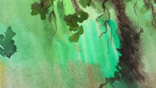 树木的水彩画 — 图库视频影像
