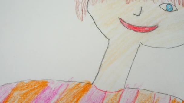 Σχεδίαση Πορτραίτου Του Κοριτσιού — Αρχείο Βίντεο