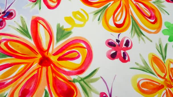 Рисую Цветок Съемка Рисунка — стоковое видео