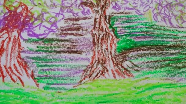 Die Zeichnung Von Bäumen Garten — Stockvideo