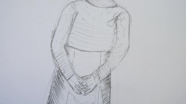 Dibujo Retrato Niña — Vídeos de Stock