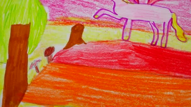 Dağda Bir Pegasus Çizimi — Stok video