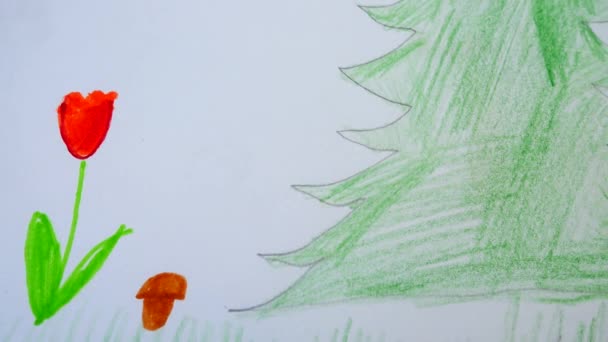 Le dessin des fleurs dans la forêt .