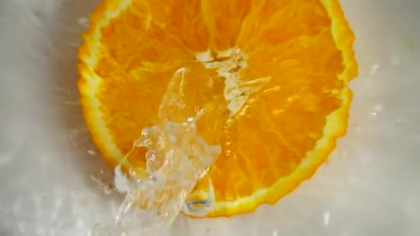 Oranges Falling Water Slow Motion — Stock Video