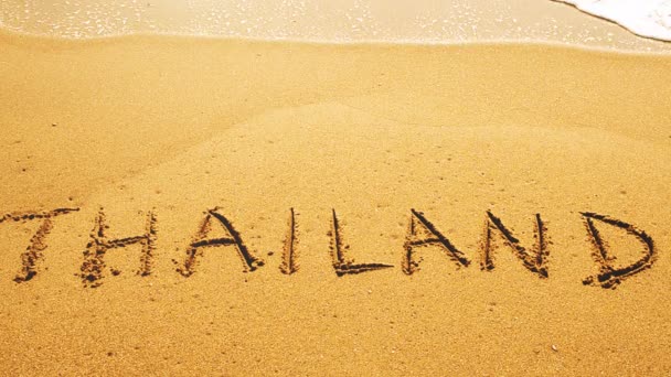 Inschrift Sand Thailand Schießen Strand — Stockvideo
