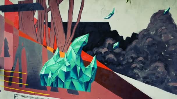 Sanatçı Çitlere Grafiti Çiziyor Soyut Çizim — Stok video