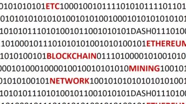 Dijital arka planda kripto para birimi. Bir program kodu ve kripto para birimlerinin arkaplanı.