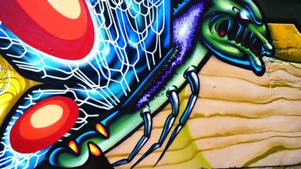 Graffiti Ett Staket Abstrakt Ritning — Stockvideo