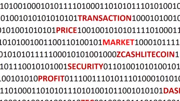 Kryptowährung Auf Digitalem Hintergrund Hintergrund Aus Programmcode Und Kryptowährungen — Stockvideo