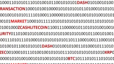 Dijital arka planda kripto para birimi. Bir program kodu ve kripto para birimlerinin arkaplanı.