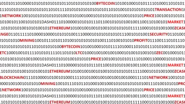 数字背景下的加密货币 程序代码和加密货币的背景 — 图库视频影像