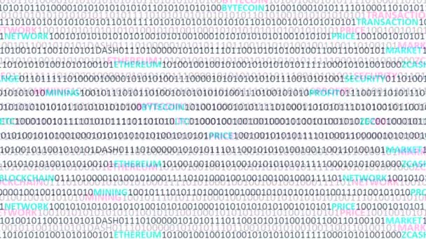数字背景下的加密货币 程序代码和加密货币的背景 — 图库视频影像