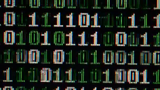 Binární Kód Monitoru Natáčení Binárního Kódu Pozadí — Stock video
