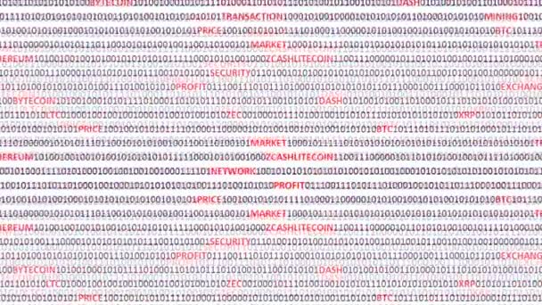 デジタル背景の暗号通貨 プログラムコードと暗号通貨からの背景 — ストック動画