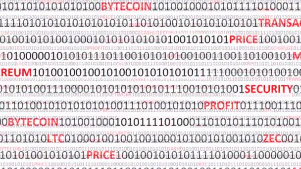 Kryptowährung Auf Digitalem Hintergrund Hintergrund Aus Programmcode Und Kryptowährungen — Stockvideo