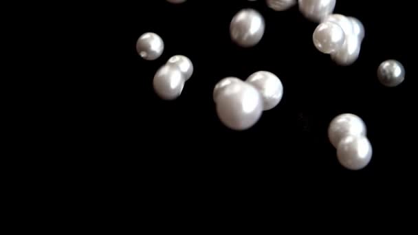 White Pearls Fall Slow Motion — Stock Video