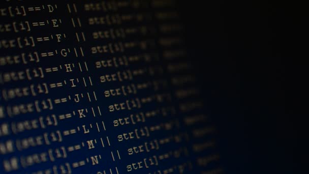Código Fuente Pantalla Del Monitor Tiro Del Texto Del Programa — Vídeo de stock