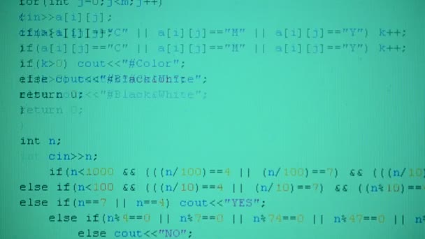 Zdrojový Kód Monitoru Natáčení Textu Počítačového Programu — Stock video