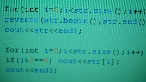 Исходный Код Мониторе Съемка Текста Компьютерной Программы — стоковое видео