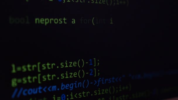 Quellcode Auf Dem Bildschirm Des Monitors Quellcode — Stockvideo