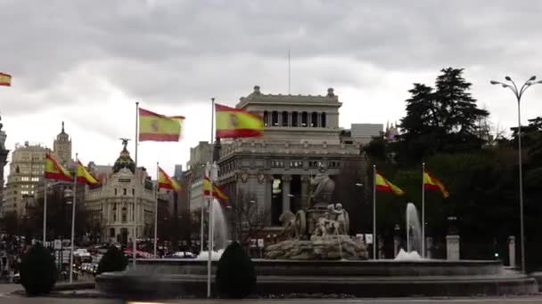 Cibeles Szökőkút Madridban Időeltolódás — Stock videók