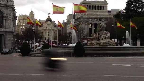 Madrid Deki Cibeles Çeşmesi Zaman Aşımı — Stok video