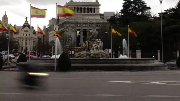 Фонтан Сибелес Мадриде Временной Интервал — стоковое видео