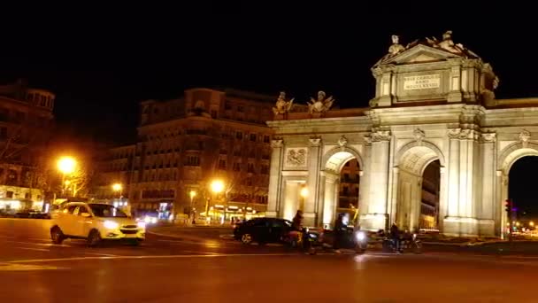 Puerta Alcalá Lapso Tiempo Madrid — Vídeo de stock