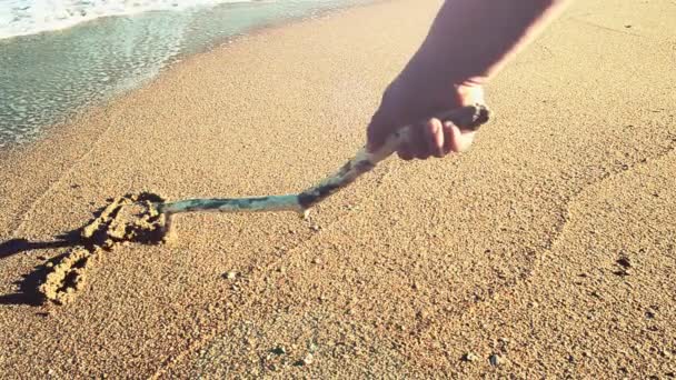 Het Woord Het Strand Zand Strand Schieten Het Strand — Stockvideo