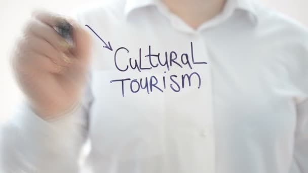 Kulturtourismus Wir Schreiben Mit Einem Marker — Stockvideo