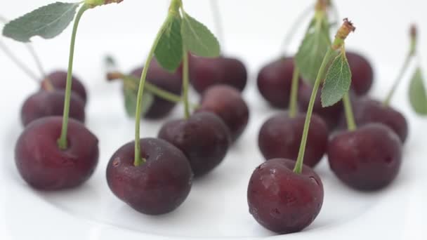 Cherry Atira Movimento Filmagem Frutas — Vídeo de Stock