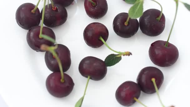 Cherry Atira Movimento Filmagem Frutas — Vídeo de Stock