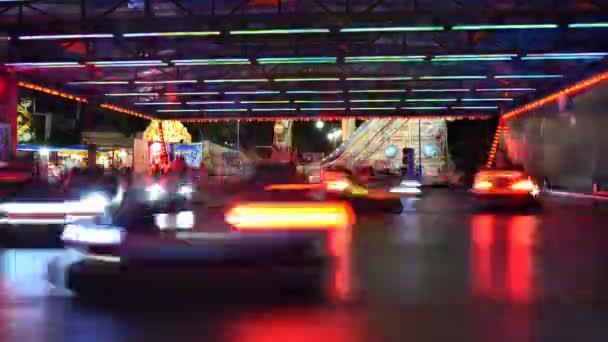 People Car Attraction Time Lapse Night Attraction — Stock Video