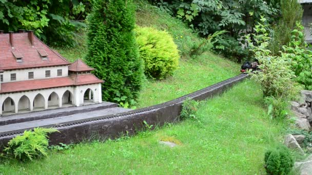 Model Kolei Silnika Model Kolei Silnika Park Karpaty Miniaturze Muzeum — Wideo stockowe