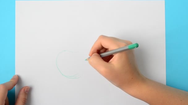 Teken Appels Het Kind Tekent Het Plaatje — Stockvideo