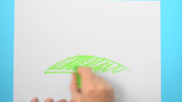 Zeichnen Sie Familie Das Kind Zeichnet Das Bild — Stockvideo