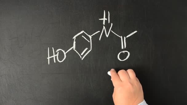 Wzór Chemiczny Panadolu Paracetamolu Piszemy Kredą Tablicy — Wideo stockowe