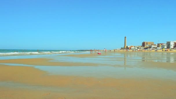 Costa Oceano Atlântico Saída Costa Oceano Atlântico Saída Chipiona Cidade — Vídeo de Stock