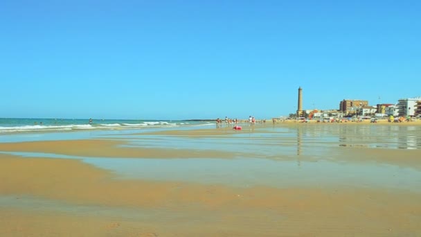 Costa Oceano Atlântico Saída Costa Oceano Atlântico Saída Chipiona Cidade — Vídeo de Stock