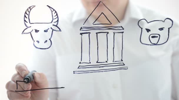 証券取引所のイラスト マーカーを描く — ストック動画