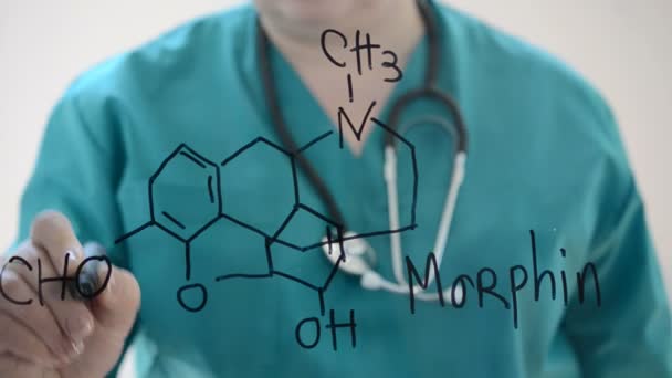 Chemische Formel Von Codein Und Morphin Wir Zeichnen Eine Markierung — Stockvideo
