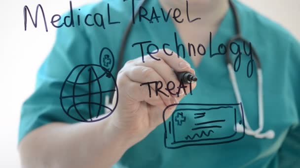 Orvosi Turizmus Rajzolunk Egy Filcet — Stock videók