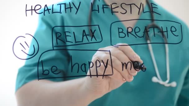 Healthy Lifestyle Draw Marker — Stock Video