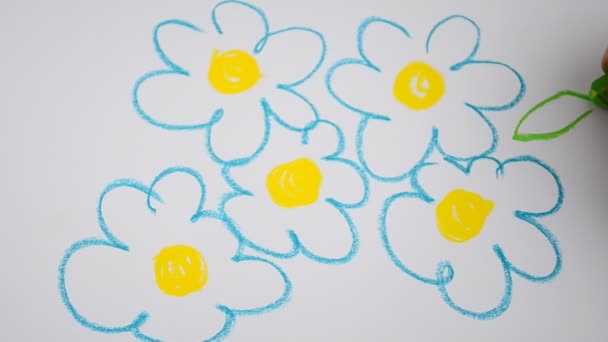 Tekenen Bloemen Met Een Pastel Tekening — Stockvideo