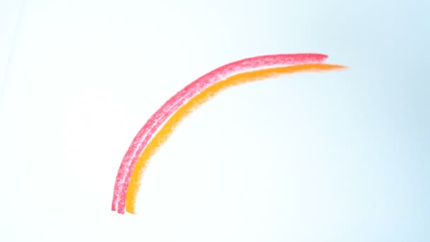 Dibujamos Arco Iris Proceso Dibujo — Vídeos de Stock